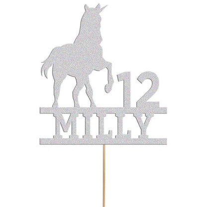 Custom Glitter Unicorn Birthday Cake Topper: Personalised Name & Age