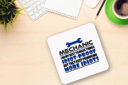 Funny Mechanic Mug & Coaster Set: Novelty Coffee Tea Cup Gift