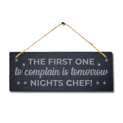Night Chef Hanging Slate Sign Engraved Plaque Restaurant Kitchen Funny Home Gift