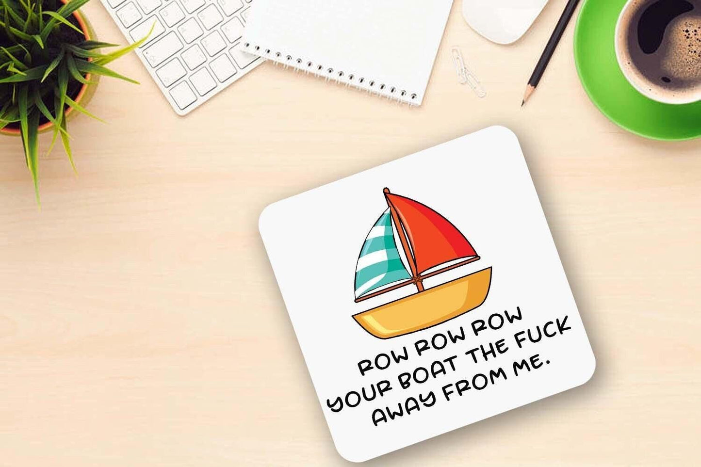 Funny 'Row Your Boat' Mug & Coaster Set: Novelty Gift
