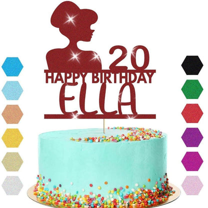 Glamorous Girls Cake Topper Personalised Birthday Decoration Any Name & Age