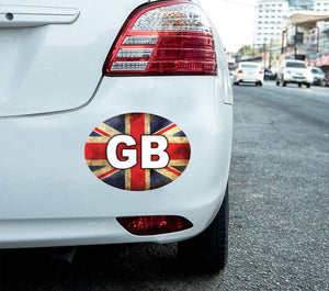 Union Jack GB Car Stickers: Oval Vinyl Decal (2 Pack)