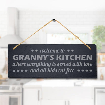 Personalised Kitchen Hanging Slate Sign Engraved Plaque Granny Mum Grandma Gift
