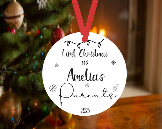 First Christmas As Baby Parents Bauble Xmas Personalised Ceramic Ornament Gift