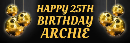 2 Personalised Disco Ball Birthday Party Celebration Banners Decoration Posters