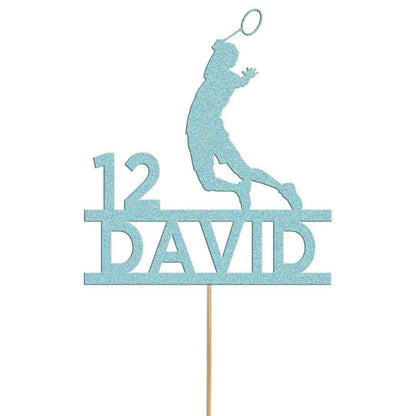 Personalised Badminton Cake Topper: Glitter Birthday Party Decoration