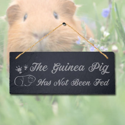 The Guinea Pig Has Not Been Fed Laser Engraved Hanging Slate Pigsty Plaque Sign