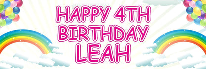 2 Personalised Rainbow Birthday Celebration Banners Rainy Day Decoration Posters