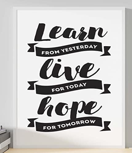 Learn Live Hope Inspirational Positive Thoughts Quote Hope Poster Print Wall