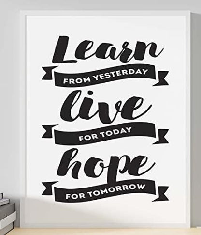 Learn Live Hope Inspirational Positive Thoughts Quote Hope Poster Print Wall