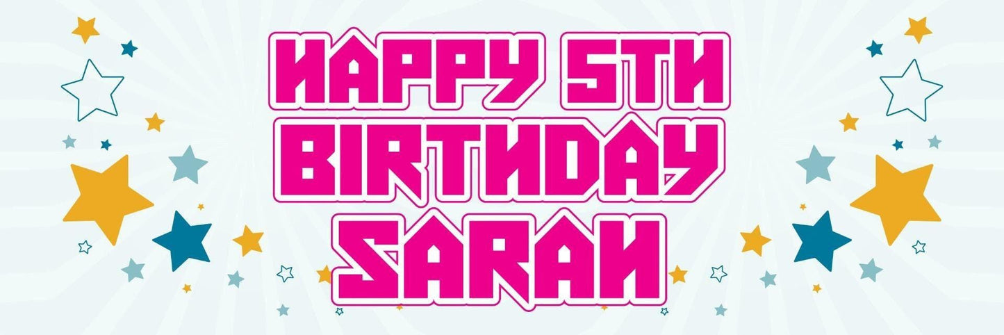 2 Personalised Birthday Party Celebration Banners Elegant Bunting Decoration Posters