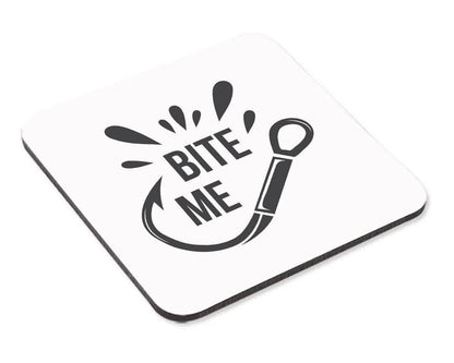 Bite Me Mug & Coaster Set Fishing Hook Fisherman Birthday Christmas Coffee Gift