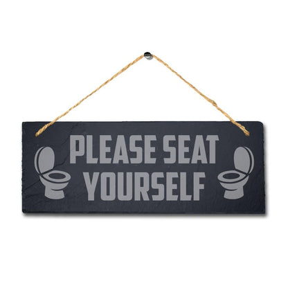 Seat Hanging Slate Sign Engraved Plaque Funny Toilet Restroom Washroom Home Gift