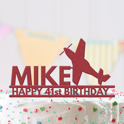 Personalised Aeroplane Birthday Cake Topper Plane Spitfire Acrylic Decoration