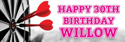 2 Personalised Dart With Pins Birthday Celebration Banners Decoration Posters