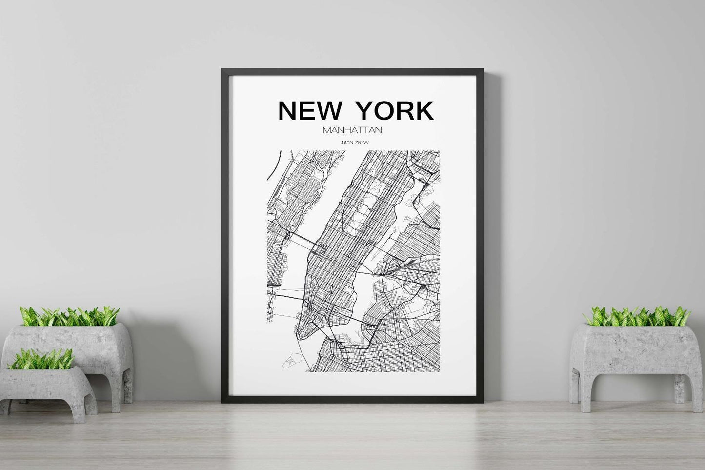 New York Map Manhattan Bedroom World Wall Art Home Room Decor Print Poster