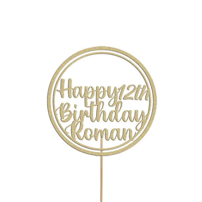 Personalised Glitter Cake Topper: Custom Name & Age