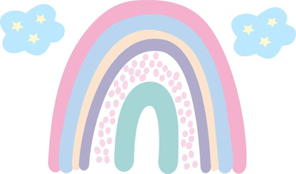 Boho Rainbow Wall Sticker Kids Bedroom Nursery Watercolour Clouds Vinyl Decal