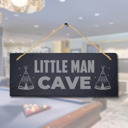 Laser Engraved Slate Little Man Cave Plaque: Home Bar Decor