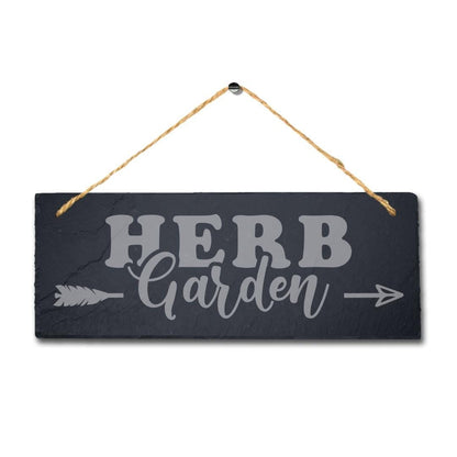 Herb Garden Hanging Slate Sign Laser Engraved Home Fence Plaque Gardening Gift