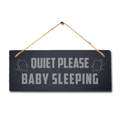 Quite Please Baby Sleeping Laser Engraved Hanging Slate Room Home Plaque Sign