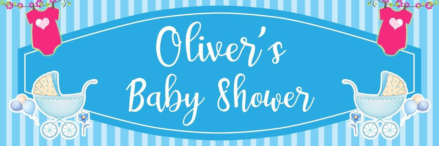 2 Personalised Baby Shower Celebration Banners - New Mum To Be - Party Decoration Posters