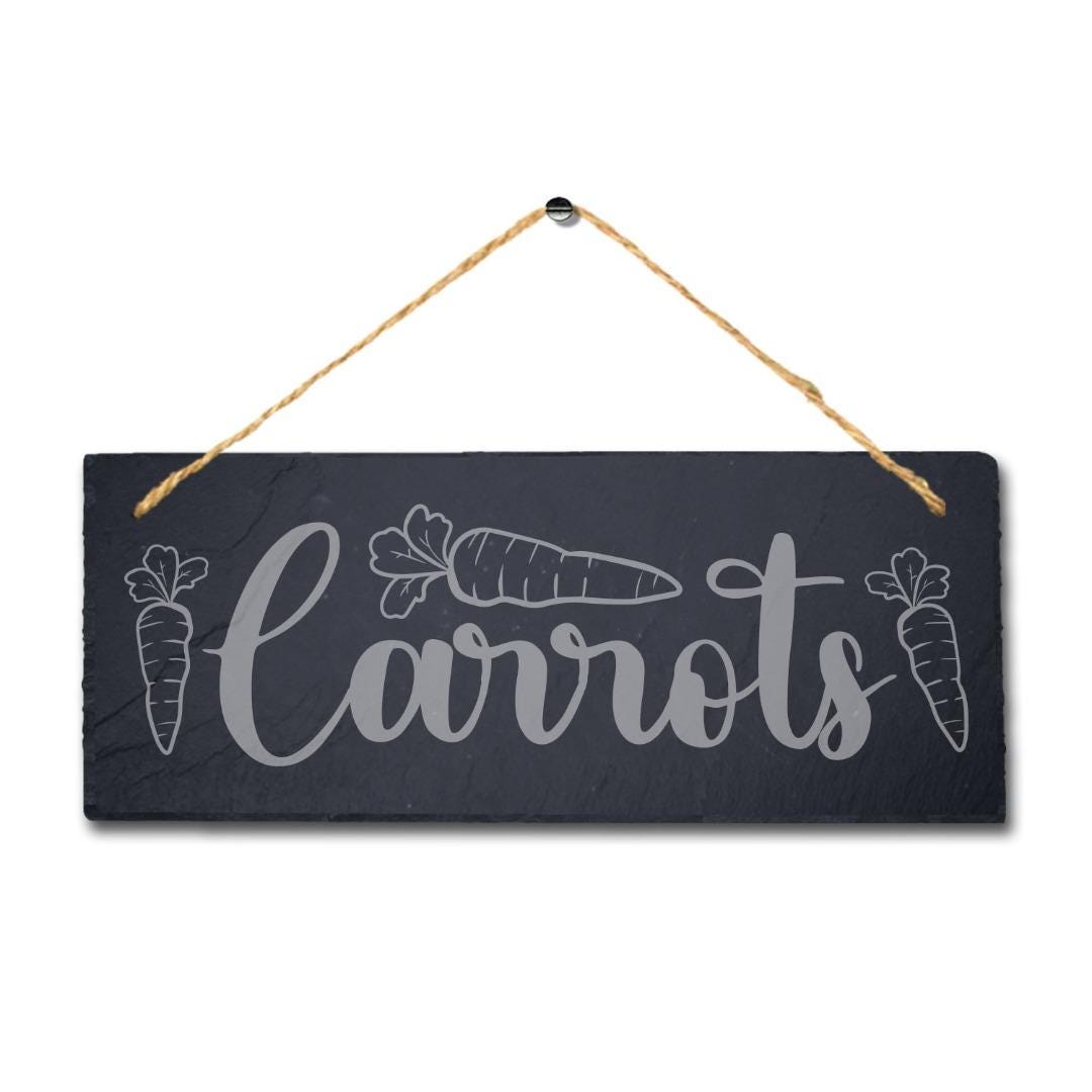 Carrots Engraved Hanging Slate Sign Vegetable Patch Garden Allotment Plaque