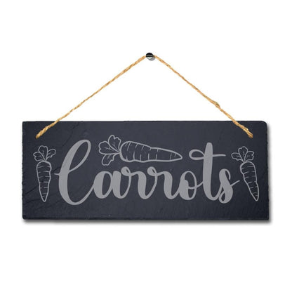 Carrots Engraved Hanging Slate Sign Vegetable Patch Garden Allotment Plaque