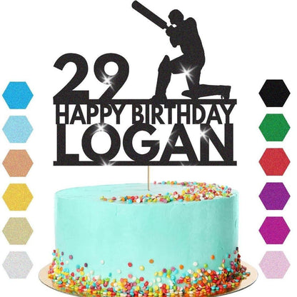 Cricket Cake Topper Personalised Batsman Birthday Cake Decoration Any Name Age
