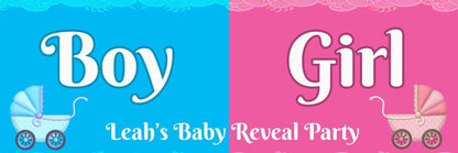2x Personalised Baby Gender Reveal Banner: Boy or Girl Party Decoration
