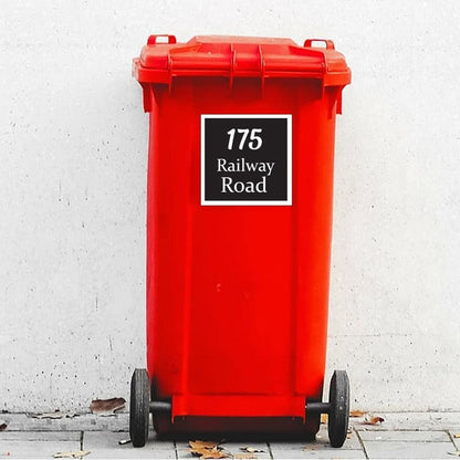 Personalised Wheelie Bin Sticker: Custom House Number, Street Name