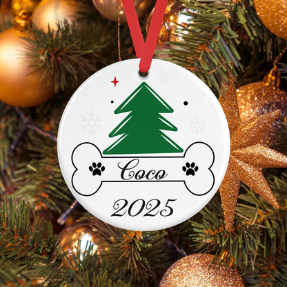 Personalised First Christmas Dog Ceramic Bauble 1st Puppy Xmas Ceramic Tree Decoration Gift