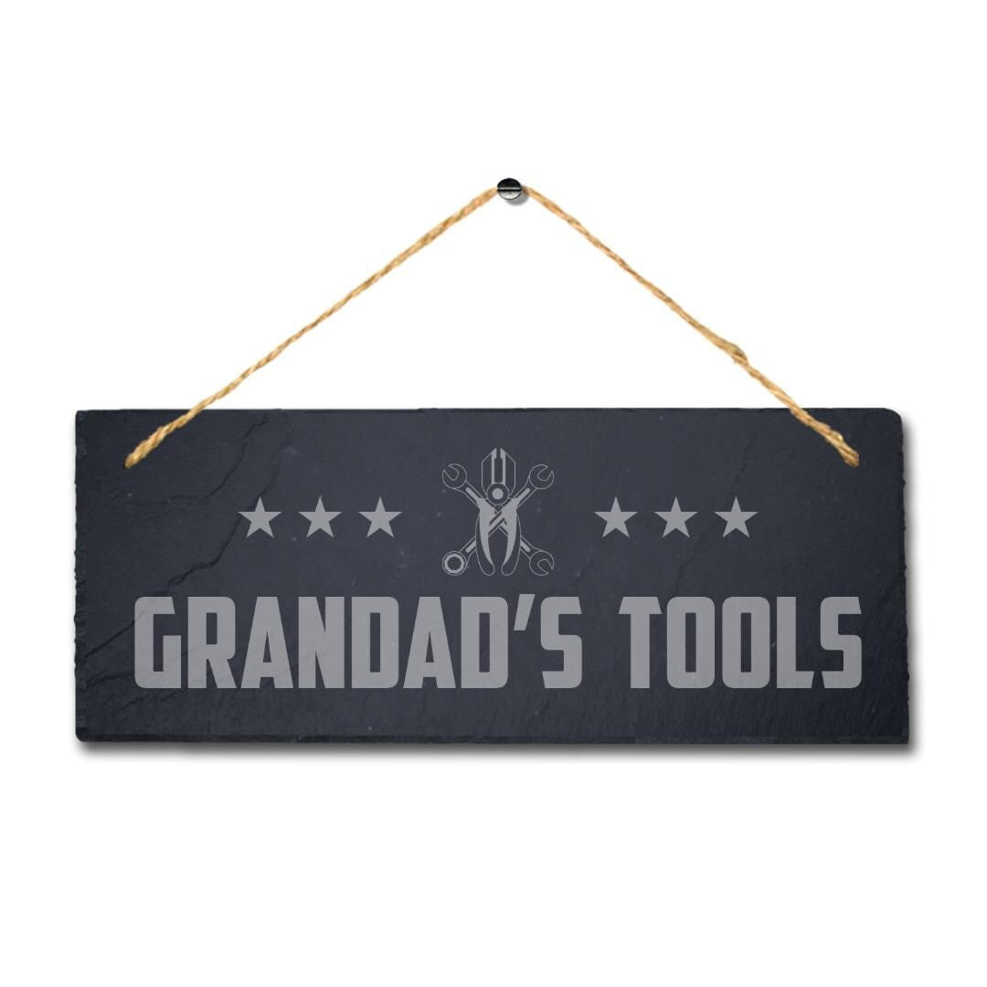 Grandads Tools Laser Engraved Hanging Slate Shed Workshop Plaque Sign