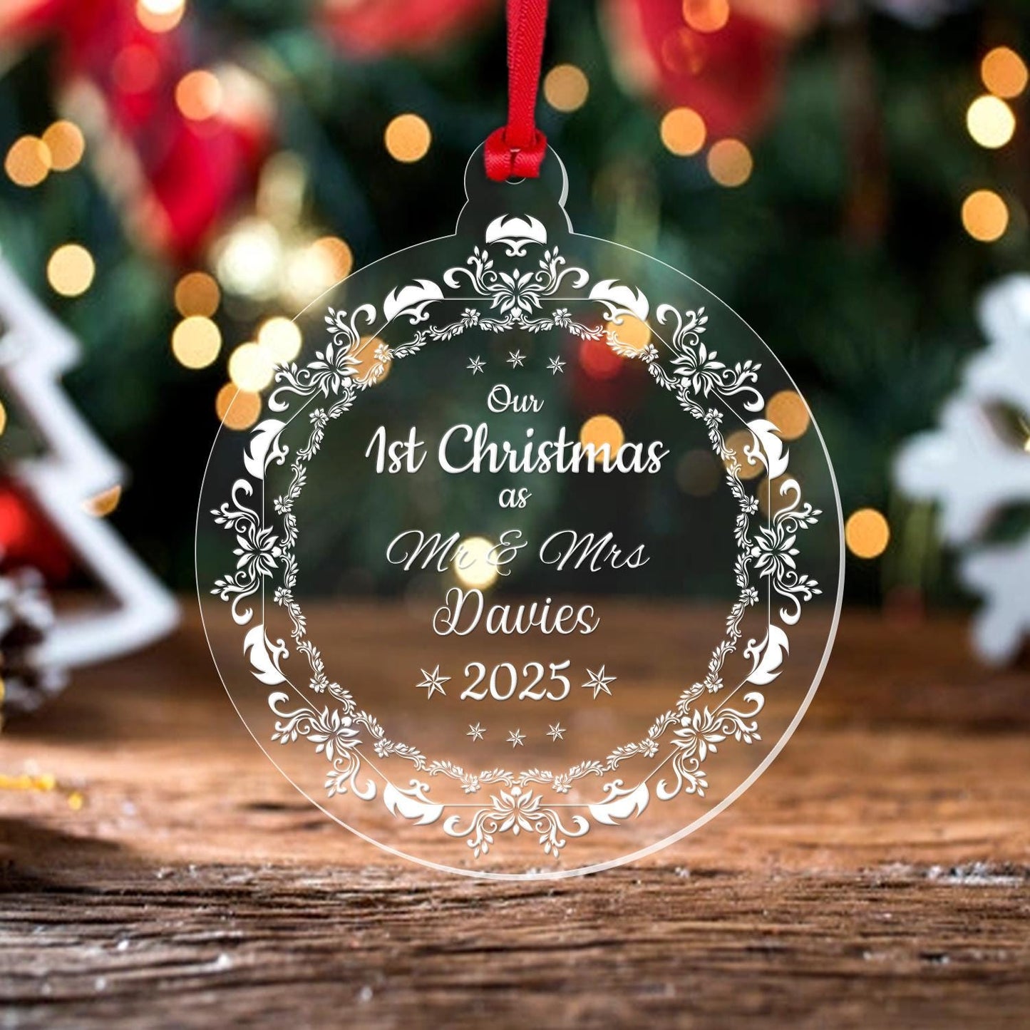 Personalised First Christmas Mr And Mrs Bauble 1st Xmas Married Decoration Gift