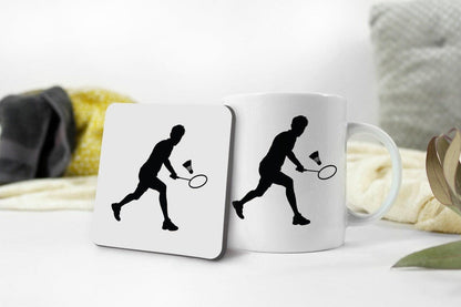 Badminton Player Sports Player Novelty Coffee Ceramic Mug Tea Cup And Coaster Set Gift