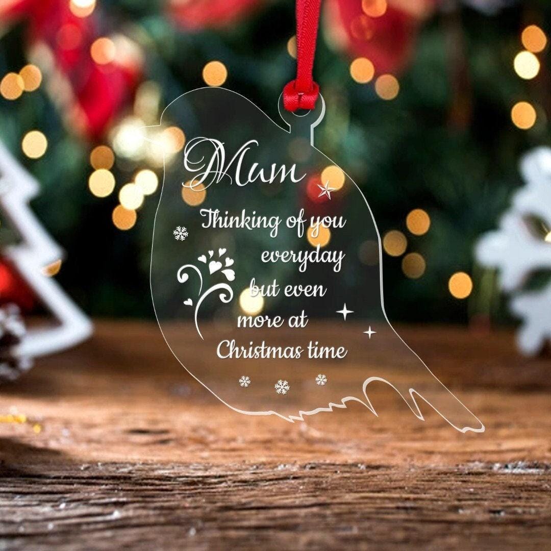 Personalised Name Memorial Christmas Robin Bauble Xmas Tree Ornament Memory Gift