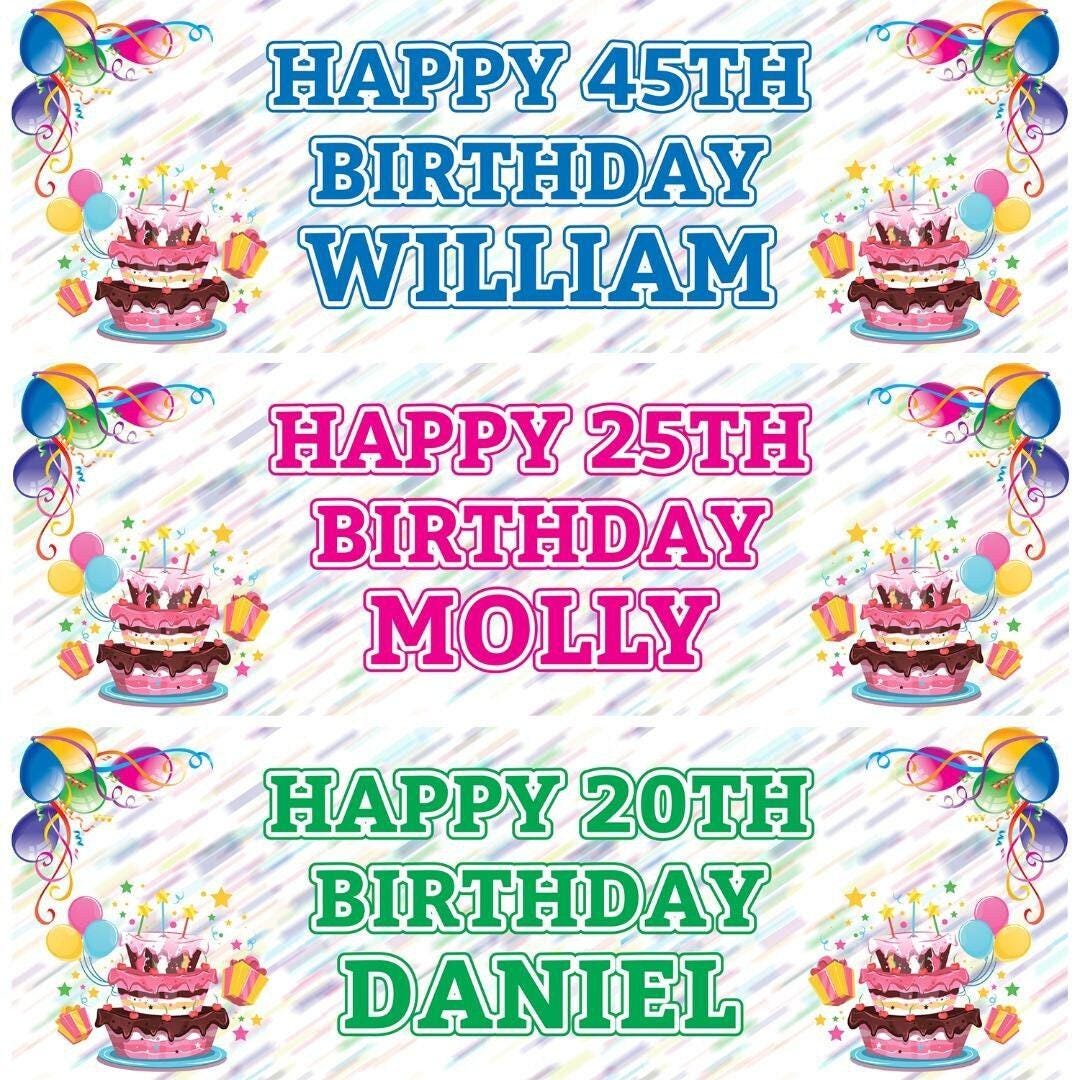 Personalised Birthday Party Banner: Custom Name & Age (Set of 2)