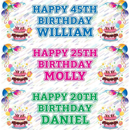 Personalised Birthday Party Banner: Custom Name & Age (Set of 2)