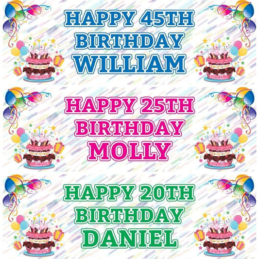 Personalised Birthday Party Banner: Custom Name & Age (Set of 2)