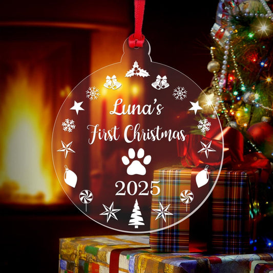 Personalised First Christmas Bauble Cat Dog Pet 1st Xmas Tree Decoration Gift