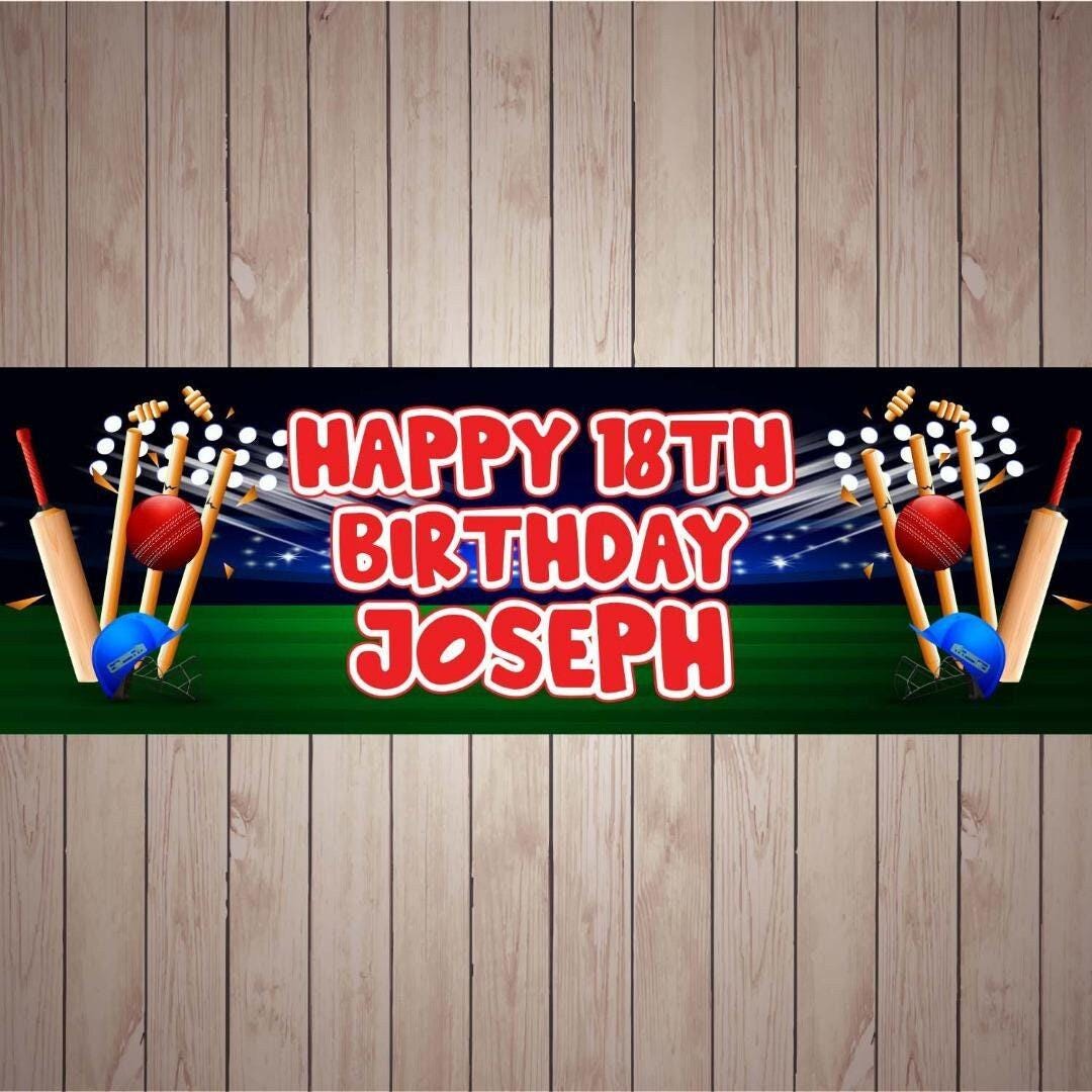 2x Personalised Cricket Birthday Banner: Batsmen Party Decoration