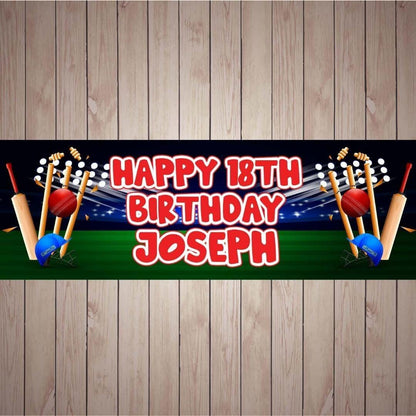 2x Personalised Cricket Birthday Banner: Batsmen Party Decoration