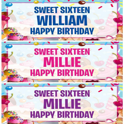 2 Personalised Sweet Sixteen Birthday Party Celebration Banner Decoration Poster