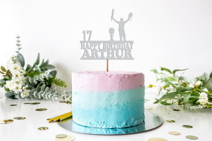 Personalised Cricket Birthday Cake Topper: Glitter Celebration Decor