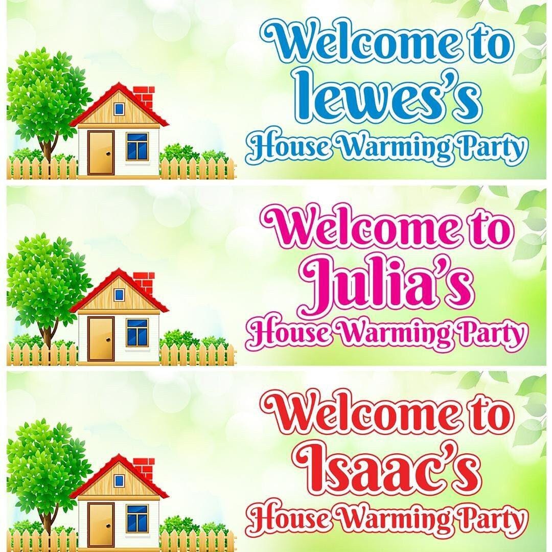 2 Personalised House Warming Party Celebration Banners Decoration Posters