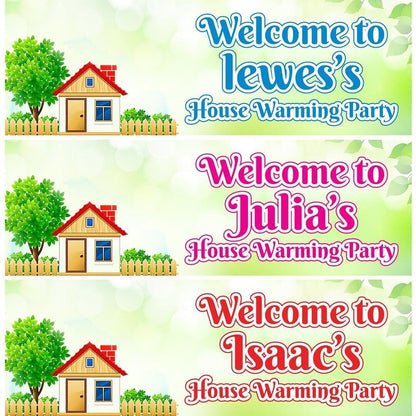 2 Personalised House Warming Party Celebration Banners Decoration Posters