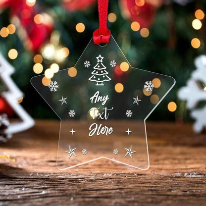 Personalised Star Christmas Bauble Custom Text Any Text Here Chirstmas Gift  Xmaskeepsakebauble