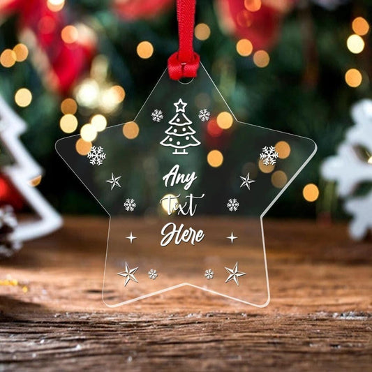 Personalised Star Christmas Bauble Custom Text Any Text Here Chirstmas Gift  Xmaskeepsakebauble