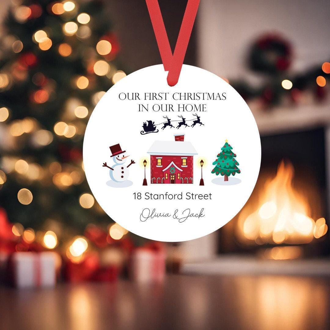 Personalised First Christmas In New Home Ceramic Bauble Ornament