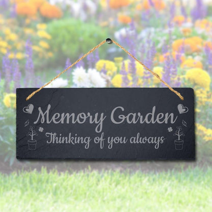 Memory Garden Thinking Of You Laser Engraved Hanging Slate Garden Plaque Sign